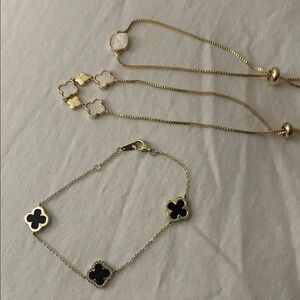 925 Gold and Black Clover Jewelry Set